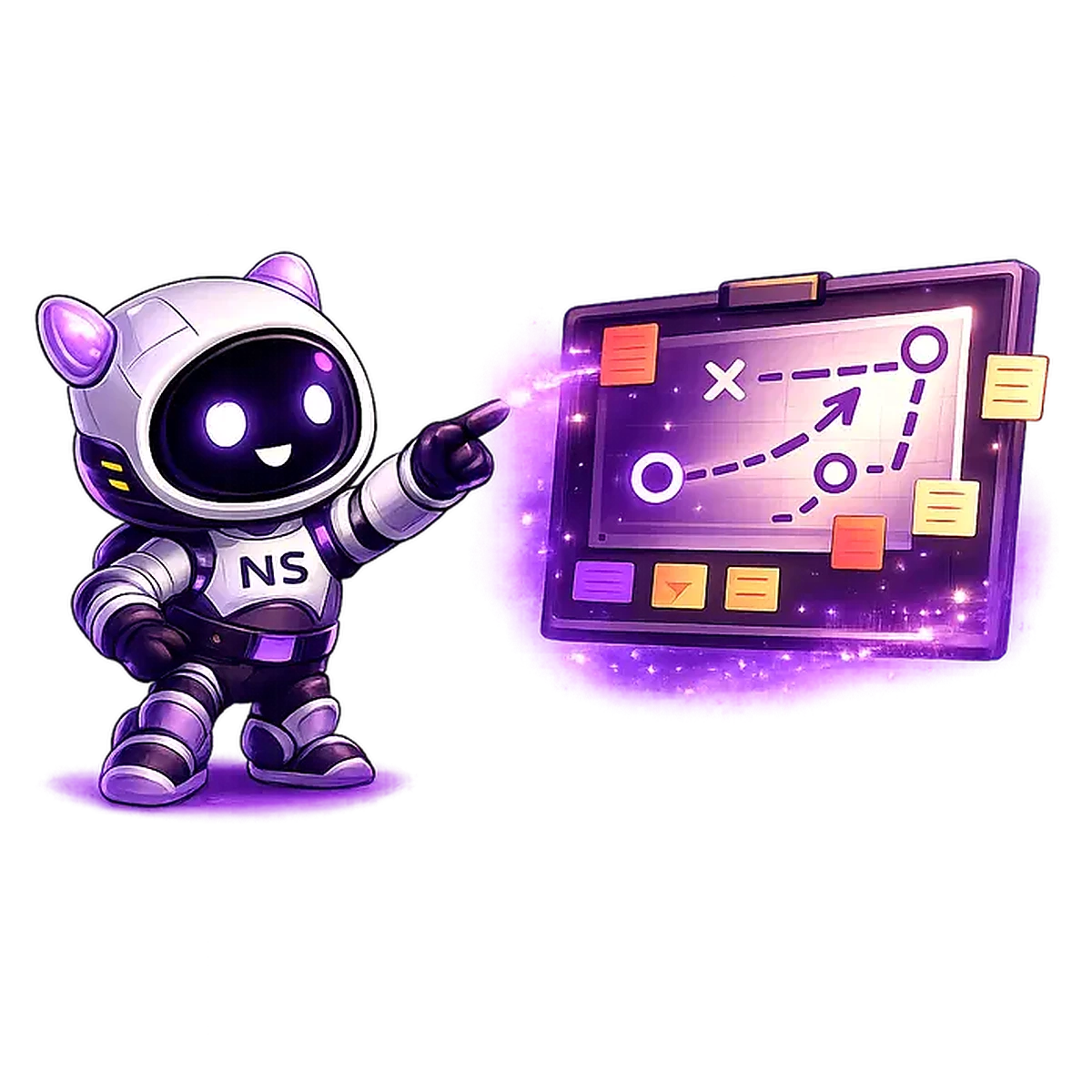 Mascot presenting a creative direction