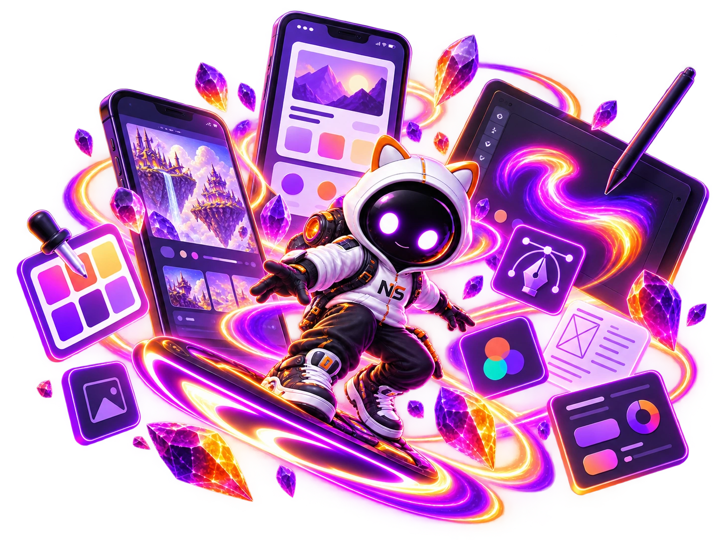 NS Creatives illustration and UI UX creative showcase