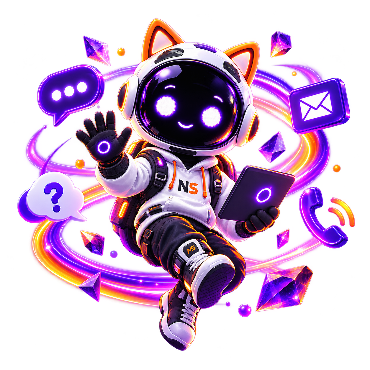 NS Creative Solutions contact mascot